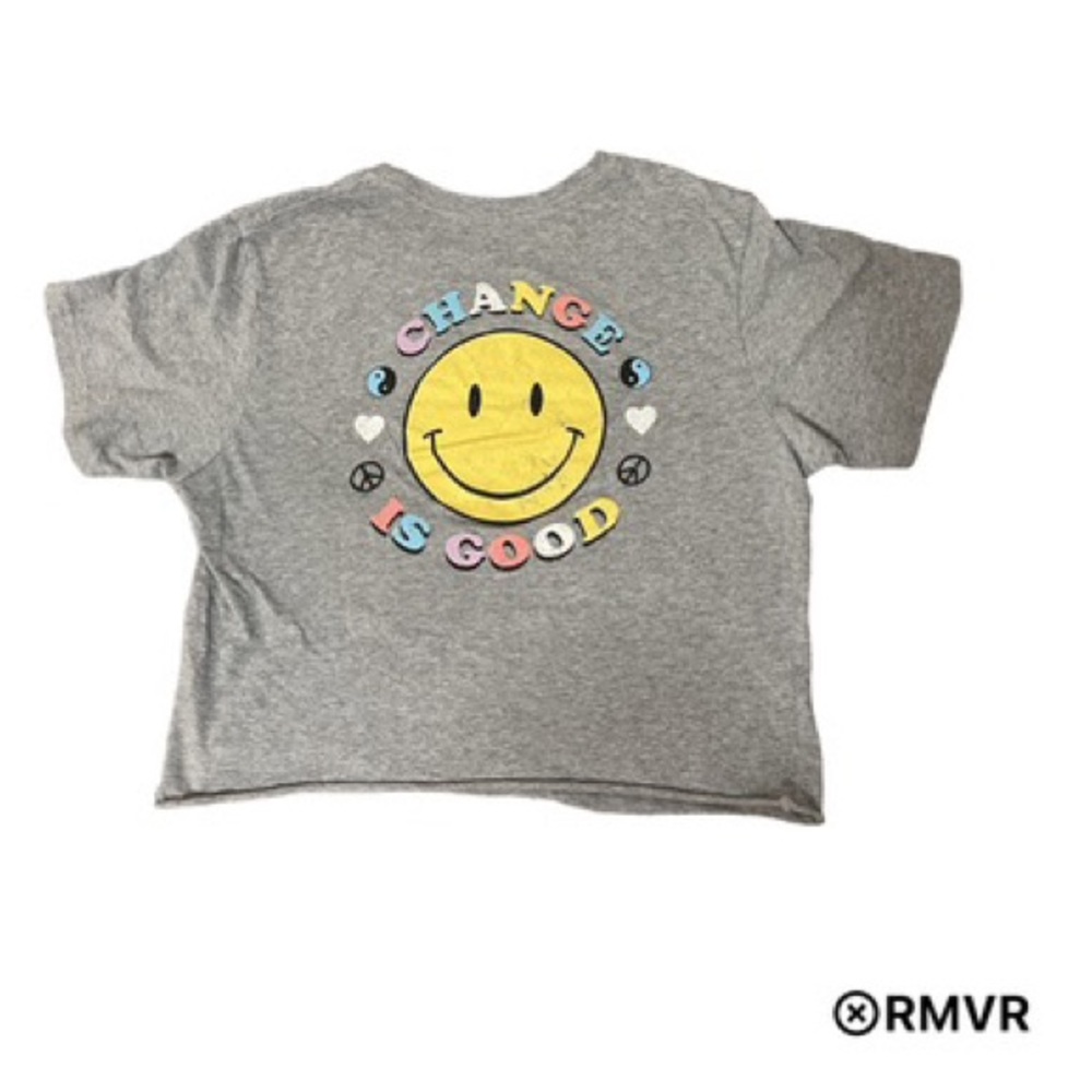 Small gray :-) cropped T-shirt